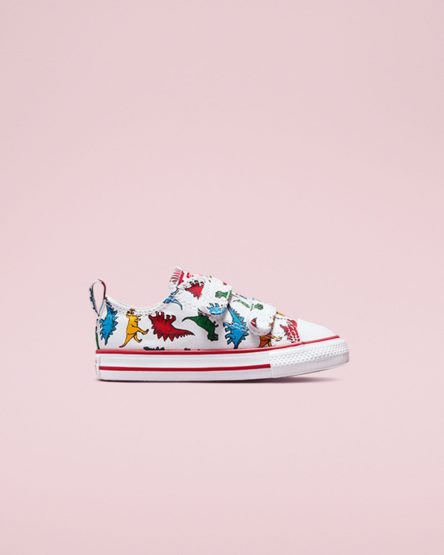 Tenis Converse Chuck Taylor All Star Easy-On Dinosaurs Cano Baixo Menina Branco Vermelhas Azuis | PT S051T8P